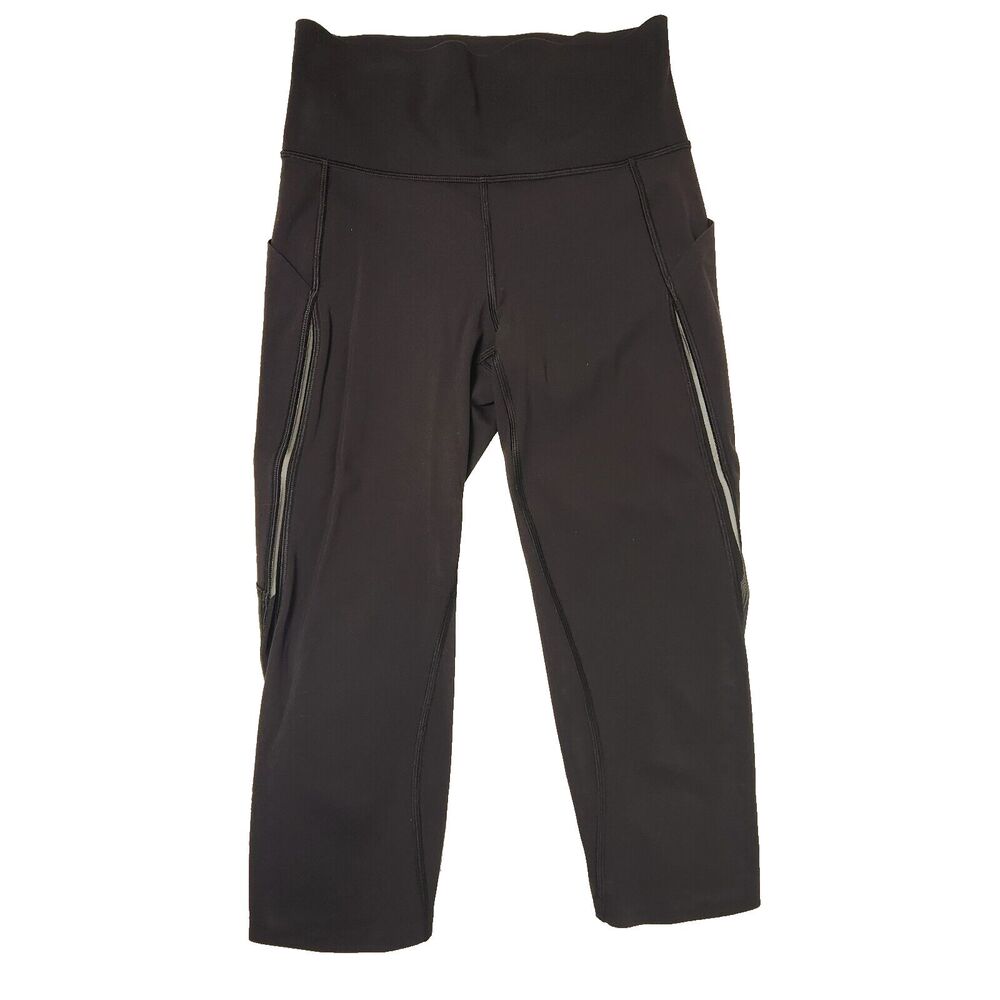 Lululemon Pace Perfect Cropped Black Black Leggings Women's Size 4